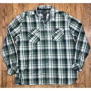 511 Tactical Shirt Green Plaid Flannel Pearl Snap Button Long Sleeve Shirt 2XL